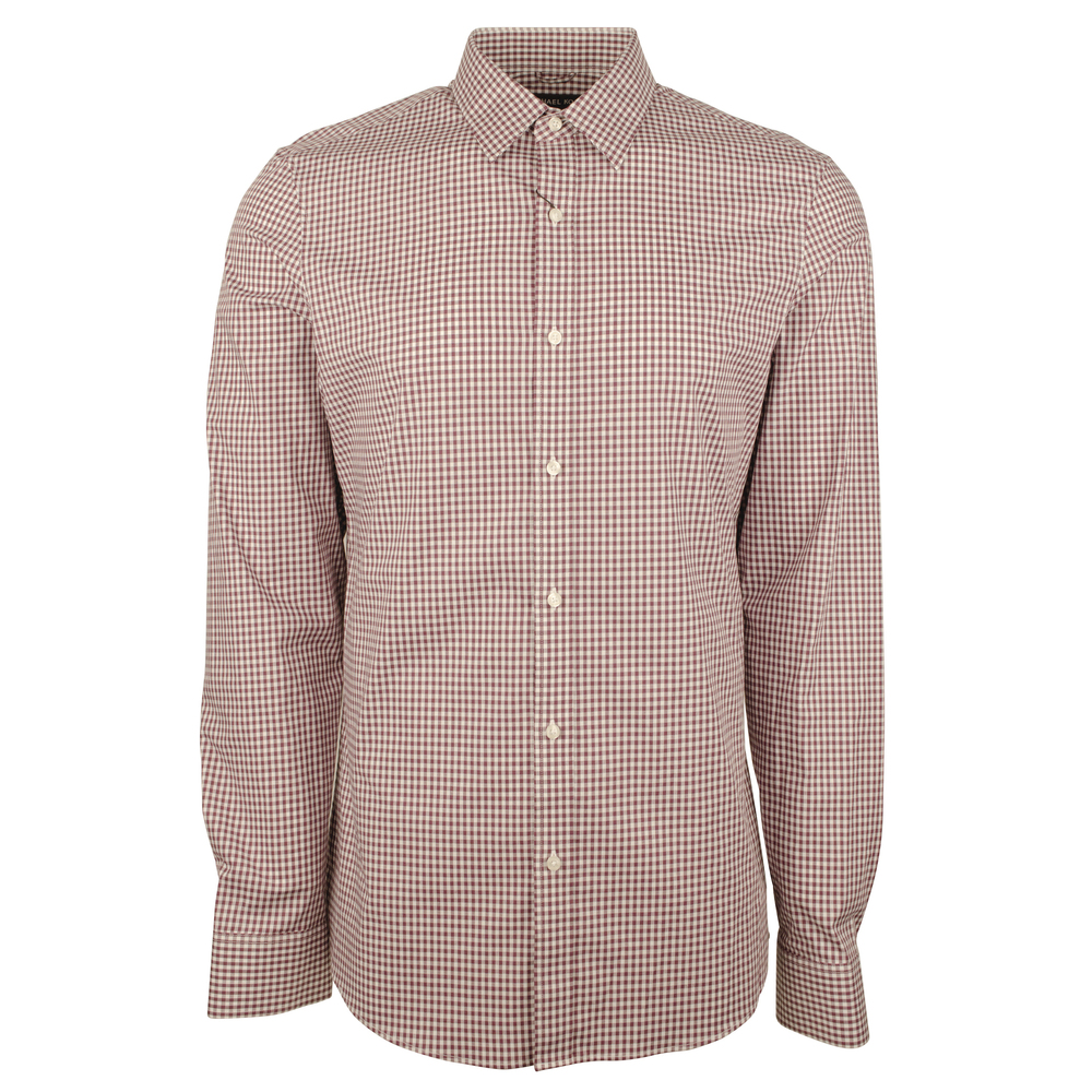 Michael Kors Men's Trim Fit Mini Check Long Sleeves Shirt-C-XX-Large